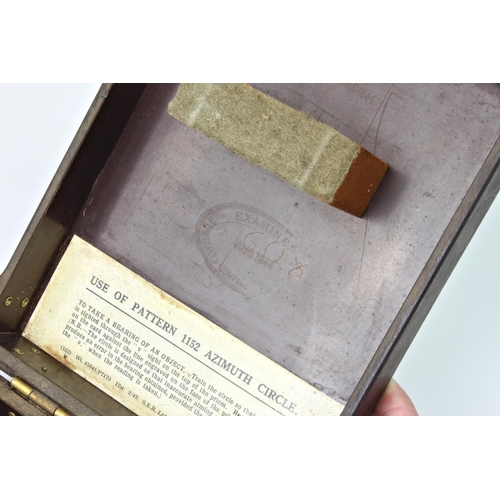 1013 - WWII period Pattern 1152 Azimuth Circle navigation instrument, serial No. 7909E., in original box wi... 