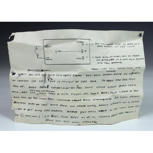 1020 - Crystal Radio - Guernsey Channel Islands German Occupation interest, the radio housed in pine box, u... 