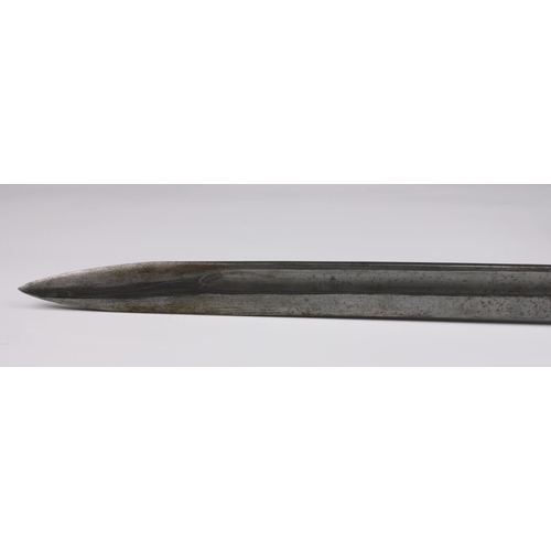 1025 - Imperial German M88/98 Ersatz bayonet, with 30.5cm. single edged blade, wide fuller, the back edge w... 