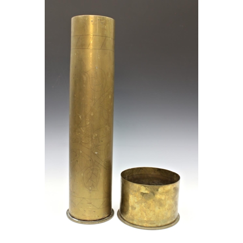 1028 - Military interest - A large WW I German shell case, stamped 'Polte Magdeburg' and dated 1916, togeth... 