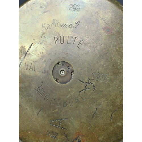 1028 - Military interest - A large WW I German shell case, stamped 'Polte Magdeburg' and dated 1916, togeth... 