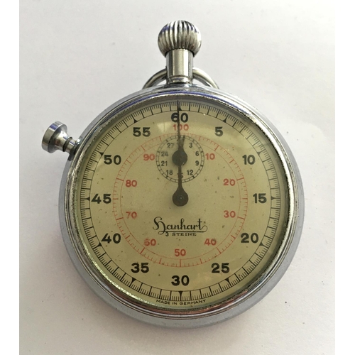 1080 - Hanhart Kriegsmarine 3 steine stopwatch, chrome plated, 60 seconds, winds and works, together with o... 