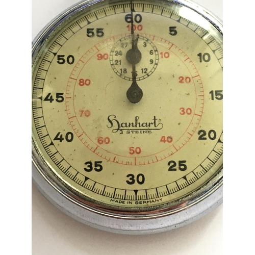 1080 - Hanhart Kriegsmarine 3 steine stopwatch, chrome plated, 60 seconds, winds and works, together with o... 