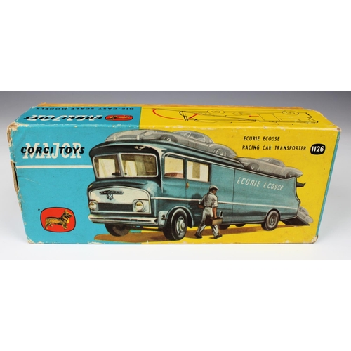 15 - Corgi Toys - a boxed 1126 Ecurie Ecosse Racing Car transporter, together with two boxed 330 Porsche ... 