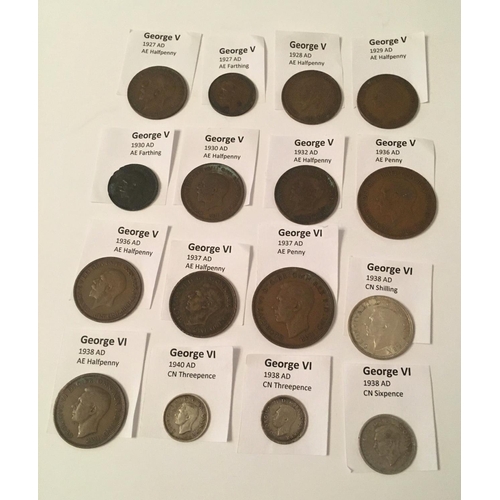 2055 - Numismatics - A Binder of British Pre-Decimal coins and tokens etc, comprising George II; George III... 