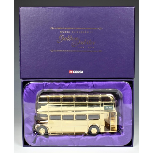 59 - Corgi - Royal related - Four boxed diecast buses, comprising of special edition Queen Elizabeth II G... 