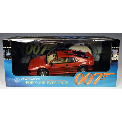 6 - Auto Art diecast 1/18 scale collectors models - James Bond 007, to include FOR YOUR EYES ONLY Lotus ... 