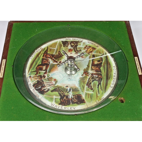 62 - A mahogany cased Sandown Roulette Style Horse Racing Game by F.H. Ayres, Edwardian, with revolving d... 