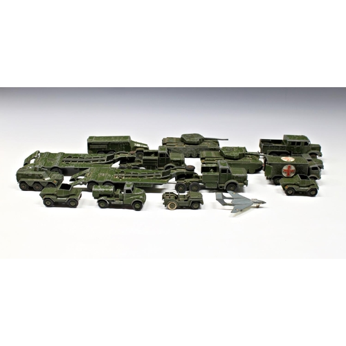 181 - A collection of playworn Dinky die-cast military vehicles, to include various tanks etc. (quantity)