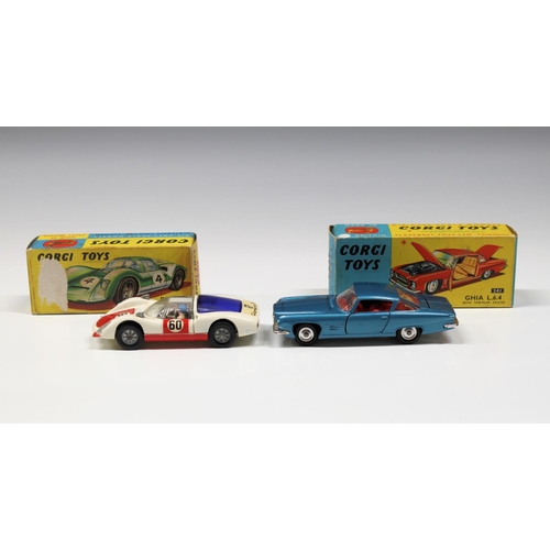 307 - Corgi Toys - Two boxed diecast cars, comprising Corgi 241, Chrysler GHIA L.6.4, metallic blue body, ... 