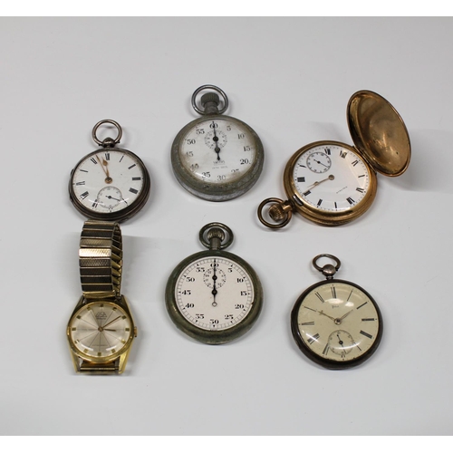 334 - A collection of vintage and antique pocket watches and watch, comprising a gold plated full hunter p... 