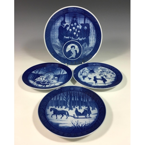 348 - A collection of Copenhagen Christmas Anniversary plates, comprising a 1908-1983 Maria and Child, 9½i... 