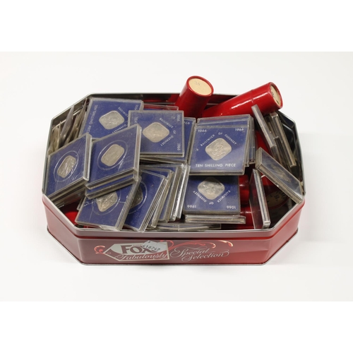 68 - A large collection of Guernsey Ten Shilling pieces, commemorative issue, 1966, obverse with Elizabet... 