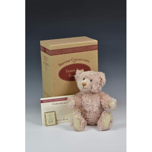 795 - A modern Classic 1907 replica Steiff Teddy Bear, dating 1997, having a rose mohair covered body, a w... 