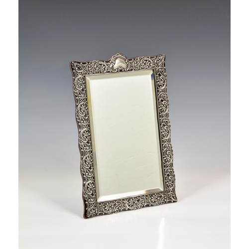 832 - A Victorian silver mounted rectangular easel back dressing table mirror, Birmingham, 1896, maker's m... 