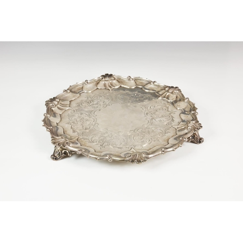 833 - A Victorian silver salver, Edward & John Barnard, London 1854, circular form with moulded pie-crust ... 