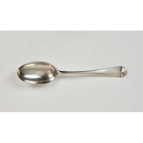 843 - A George III Channel Islands Hanoverian pattern soup spoon, maker's mark GM struck once (George Maug... 