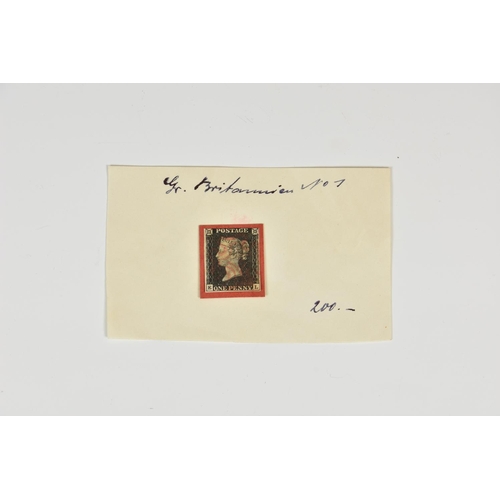959 - Philatelist interest - Queen Victoria Penny Black stamp - plate 7 (KL), red Maltese Cross cancellati... 