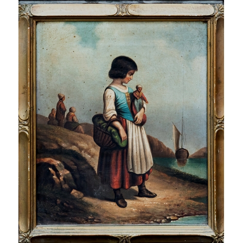 830 - English School (19th century), Lady shucking oysters, oil on canvas, unsigned, 9½ x 8in. (24 x 20.25... 