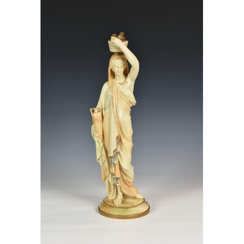 10 - A Royal Worcester porcelain figure of a Grecian water carrier, date code 1891, puce printed and impr... 