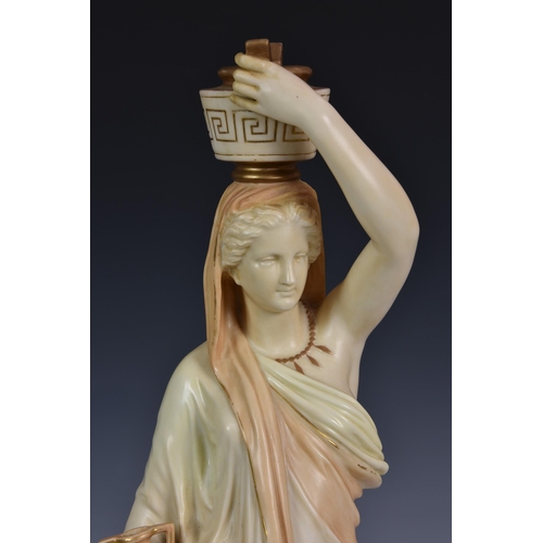 10 - A Royal Worcester porcelain figure of a Grecian water carrier, date code 1891, puce printed and impr... 