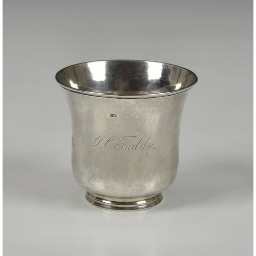 1001 - A George III Channel Islands silver Guernsey pattern beaker, maker's mark PM struck twice, once to b... 