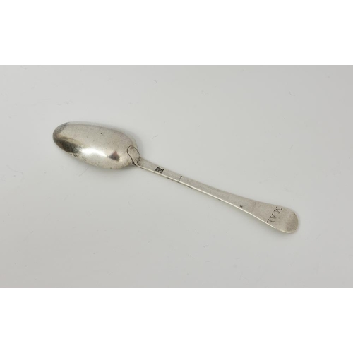 1008 - A rare Channel Islands silver Hanoverian pattern coffee spoon, makers' mark GH with crown above, str... 