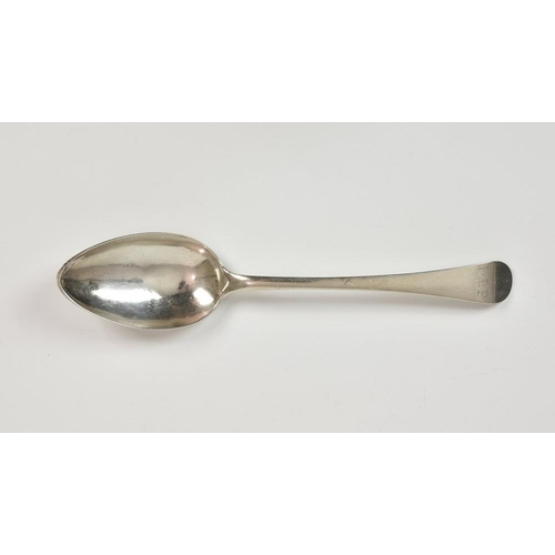 1018 - A George III Channel Islands silver Old English pattern dessert spoon, maker's mark GM, struck once ... 