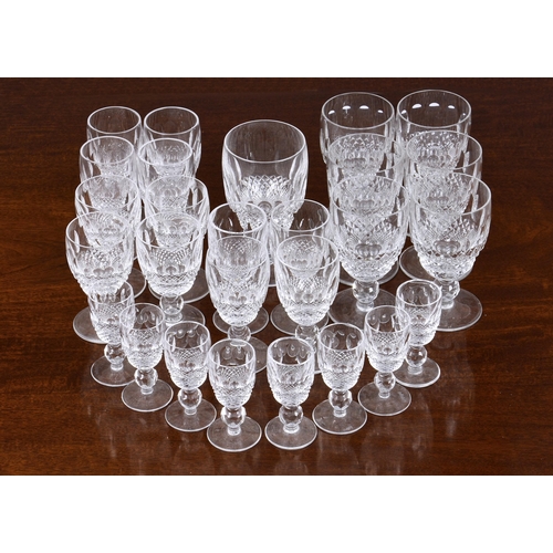 169 - A suite of Waterford Colleen pattern crystal glasses, comprising six claret wine glasses 4 ¾in., one... 