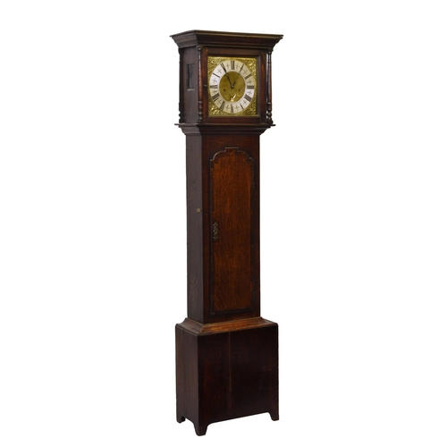 225 - A George III cross banded oak eight day longcase clock by John Shepley of Stockport, the bell strike... 