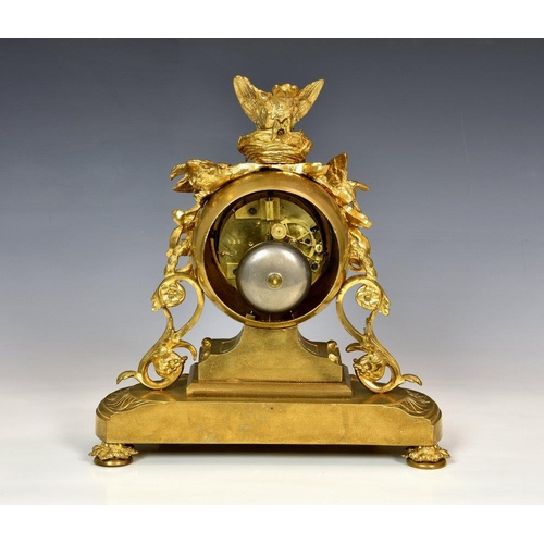 230 - A 19th century ormolu mantel clock in the manner of Jules Moigniez, the twin train movement with out... 