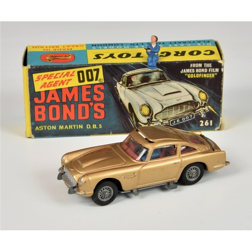 2538 - Boxed Corgi 261 James Bond 007 Aston Martin DB5 diecast model, with two ejector figures, no inner di... 