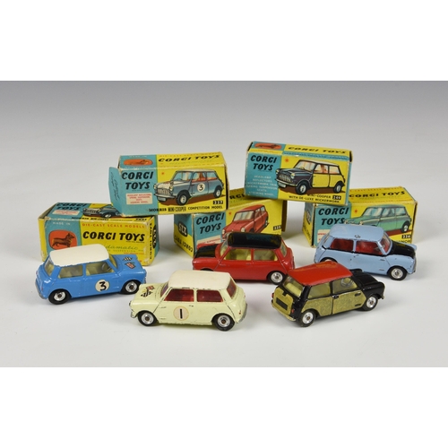 2541 - Corgi Toys - Mini (5), comprising a 225 Austin se7en, red painted black roof and bonnet; 226 Morris ... 