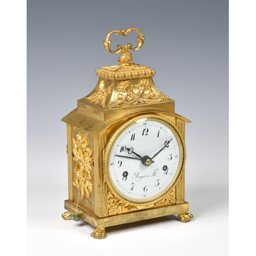 256 - A Swiss ormolu grande-sonnerie pendule d'officier clock by Breguet & Fils, c.1830, the case with flu... 