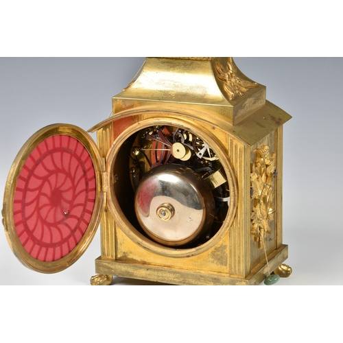 256 - A Swiss ormolu grande-sonnerie pendule d'officier clock by Breguet & Fils, c.1830, the case with flu... 