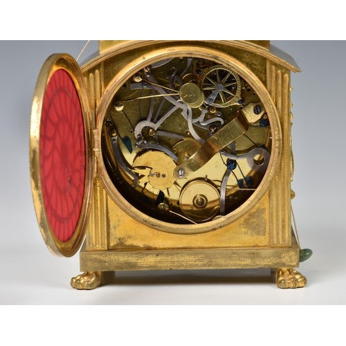 256 - A Swiss ormolu grande-sonnerie pendule d'officier clock by Breguet & Fils, c.1830, the case with flu... 