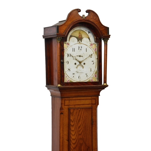 266 - A late 18th century inlaid oak and mahogany eight day longcase clock by G. Stephenson of Warminster,... 