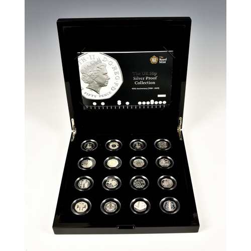 284 - Numismatics interest - The 40th Anniversary (1969-2009) UK 50p Silver Proof Collection of 16, includ... 