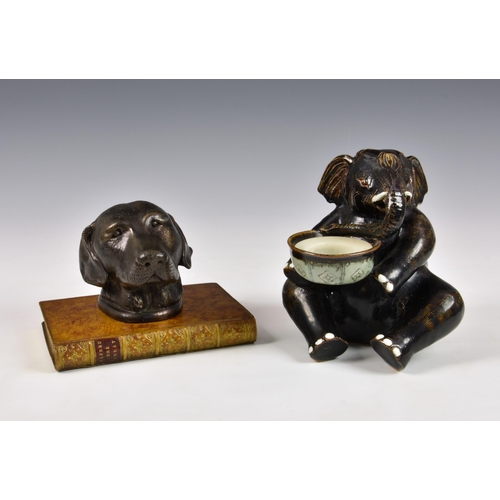 2873 - A modern labrador head on book paperweight, the book in tan with red label 'Alfred The Great', by Th... 