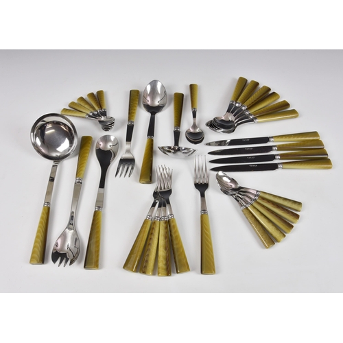 2876 - A collection of SABRE (France)18-10 stainless steel and acrylic flatware, the handles imitating horn... 