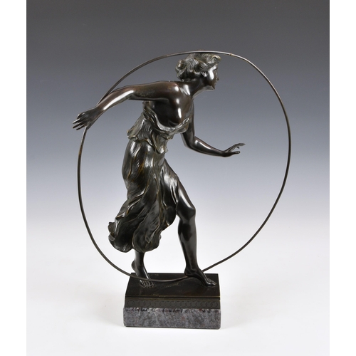 2881 - Georges Morin (German, 1874-1950), a large Art Deco patinated bronze figure 'Lady With The Hoop', si... 