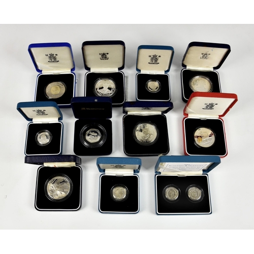 298 - Numismatics interest - A collection of eleven Guernsey Silver Proof Coins, to include Millennium 200... 