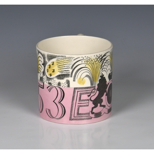 36 - Eric Ravilious for Wedgwood - a commemorative mug for the 1953 Coronation of Queen Elizabeth II, c.1... 