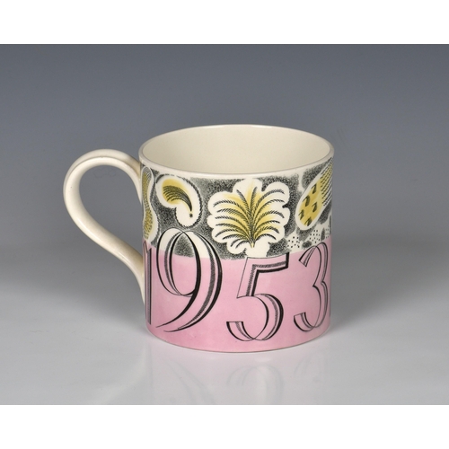 36 - Eric Ravilious for Wedgwood - a commemorative mug for the 1953 Coronation of Queen Elizabeth II, c.1... 