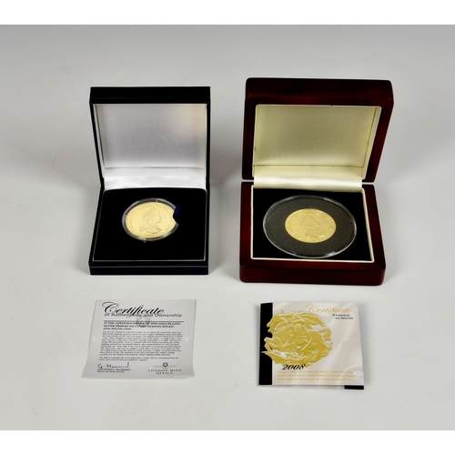 421 - Numismatics interest - The London Mint Gold-plated silver Tristan Da Cunha 'Queens Titles' Five Poun... 