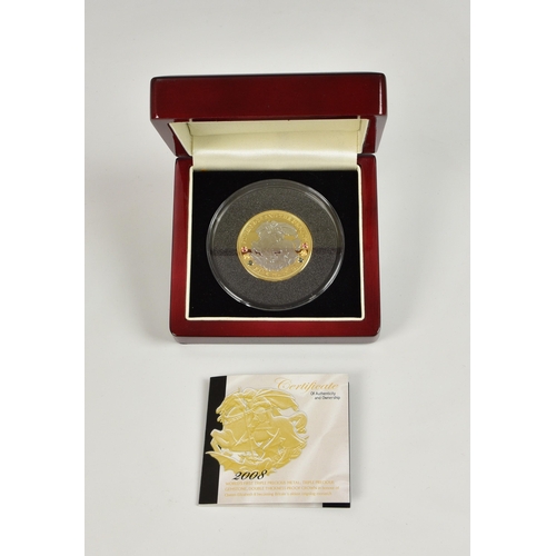 421 - Numismatics interest - The London Mint Gold-plated silver Tristan Da Cunha 'Queens Titles' Five Poun... 