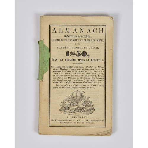 481 - A Guernsey Almanach Jounalier 1850, small volume containing numerous lists, advertisements etc, miss... 