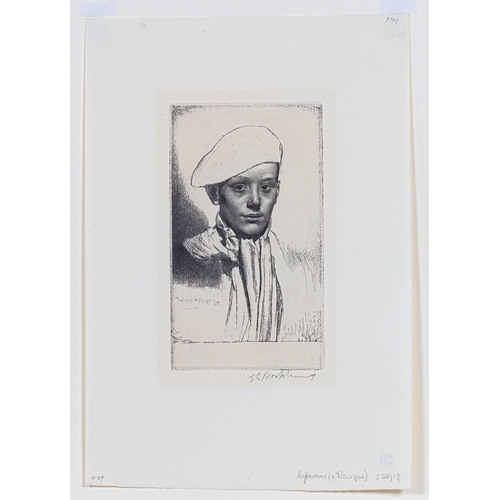 491 - Gerald Leslie Brockhurst (British, 1890-1978), Cypriano (a Basque), etching on wove paper, signed in... 