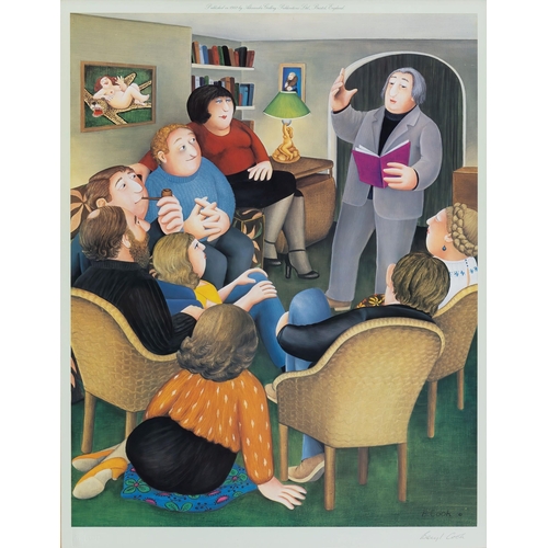 499 - Beryl Cook (British, 1926-2008), Poetry Reading, limited edition coloured print, signed in pencil ... 