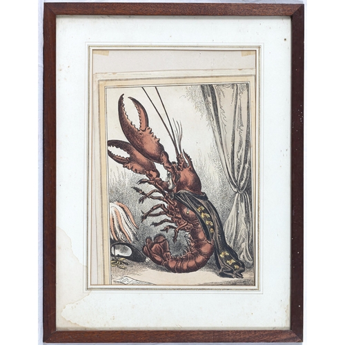 509 - After William Heath (British, 1795-1840), The Prime Lobster (Wellington), hand coloured etching, pub... 